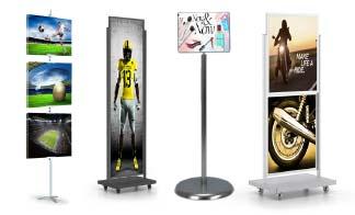 WHAUU Sign Stand,Double-Sided Advertising Display Tripod Sign Holder,  Adjustable Pedestal Banner Stand Height Up to 79 in,Poster Stands for  Wedding