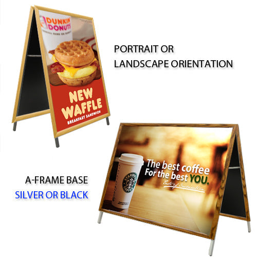40x60 A-FRAME SIGN HOLDER with WOOD SNAP FRAME (not shown to scale) AVAILABLE IN BOTH PORTRAIT AND LANDSCAPE