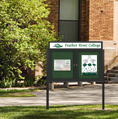 Free Standing 2-Door Outdoor Bulletin Boards w Header 60x48 SHIPS FREE ...