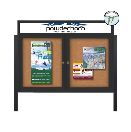 Free Standing 2-Door Outdoor Bulletin Boards w Header 60x60 SHIPS FREE ...