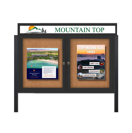 Free Standing 2-Door Outdoor Bulletin Boards w Header 72x36 SHIPS FREE ...