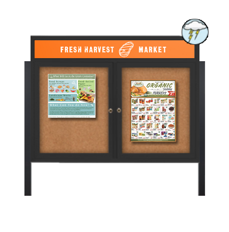 Free Standing 2-Door Outdoor Bulletin Boards w Header 96x48 SHIPS FREE ...
