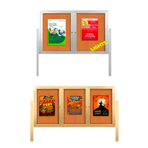 Enclosed Outdoor Bulletin Boards Standing +Lights + Posts + Ships Free ...