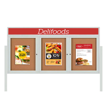 72x36 Outdoor Standing Enclosed Bulletin Board w Header - SHIPS FREE ...