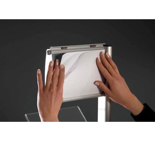 Printed logo or message header is protected with a non-glare overlay.