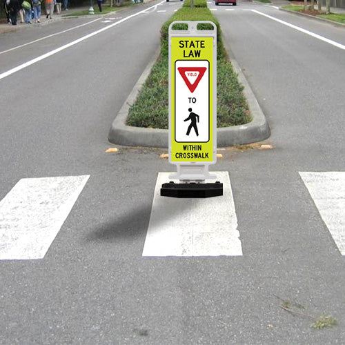 12" x 36" State Law Yield Sign Vertical Panel available in 28lbs and 43lbs base weights