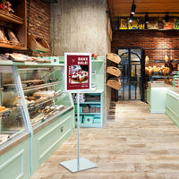 8.5x11 Pedestal Sign Holder with Square Base | Slide-In Frame Design