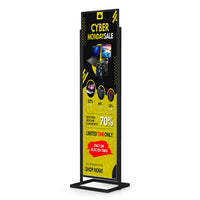Tall 22x84 Large Poster Floor Stand with 13 Base Sign | Black and Silver Finishes