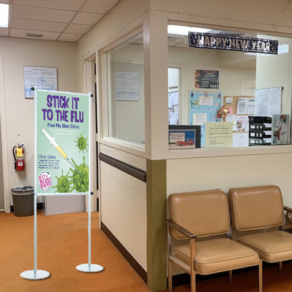Large Graphic Poster Stands Holds 24" Wide Signs in Various Heights | Posts with Adjustable Bottom Bar