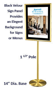 Touch of Class 8.5x11 Hospitality Sign Holder Stands + Black Velour + Satin Aluminum Finish