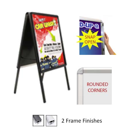 A-Frame 17x23 Sign Holder | Snap Frame 1 1/4" Wide (with Radius Corners)