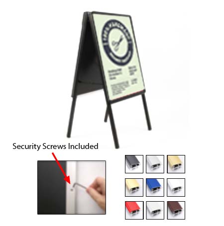 A-Frame 17x23 Sign Holder | with SECURITY SCREWS on Snap Frame 1 1/4" Wide