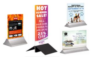 Triangle and Wedge Bases for Rigid Poster Boards | for Counter, Table Top or Floorstand Use