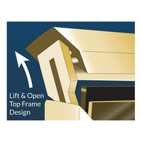 11x14 Deluxe Hospitality Sign Holder Floor Stand with "Lift-Top" Frame in Brass, Silver, and Black Finishes