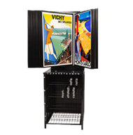 poster aufbewahrung ständer Floor Standing Swinging Poster Display with Poster Rack Bin Storage and 24 Portrait Size Panels 26 x 37 Two-Sided Viewing Flip Display