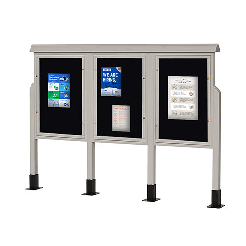 3-IN-ROW Kiosk ECO-Design Outdoor Freestanding Information Message Boards