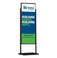 Tall One Tier Sign Stand 22 x 69 Poster Holder on Sturdy Double Post Rectangular Base | 2-Sided Viewing