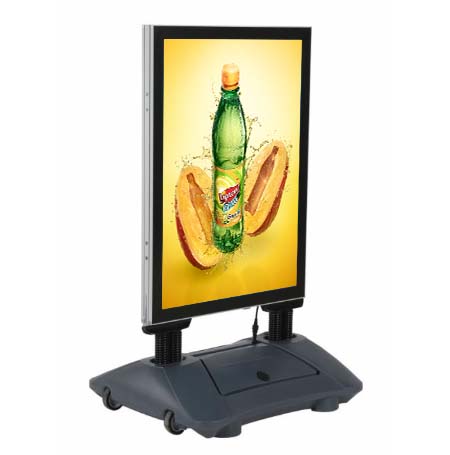 Street Sign Racks Illuminated LED STREET-MASTER Rolling Sidewalk Sign Holder + Weighted ...