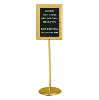 Indoor Enclosed Letter Board Floor Stand 18 x 24 | Display Case on Pedestal with Satin Gold Finish