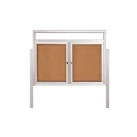 2-DOOR ILLUMINATED HEADER CORKBOARD 50" x 40" RADIUS EDGES WITH MITERED CORNERS (SHOWN IN SATIN SILVER)