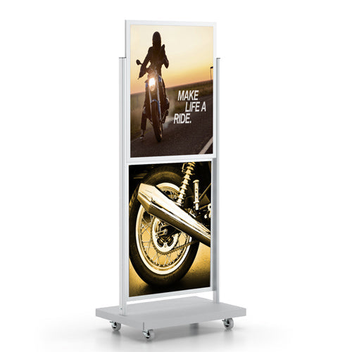 2-Tier Rolling Powerhouse Poster Display Stand for 22x28 Poster Signs ...
