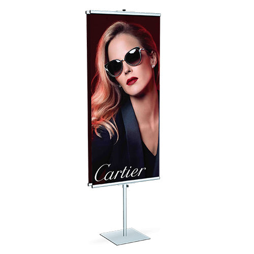 BANNER STAND WITH SQUARE BASE (SHOWN in SLIVER)