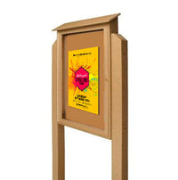 24 x 24 Outdoor Message Center with Enclosed Cork Board on Posts | Information Board LEFT Hinged Single Door | Eco-Design Faux Wood