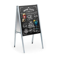 A-FRAME COLLAPSIBLE MARKER BOARD SIGN HOLDER 24x36 (SHOWN IN SILVER with BLACK WET ERASE INSERTS)