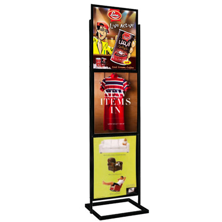 3-Tier Poster Stands Sign Holder 22W x 28H Black