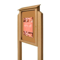 24x36 Outdoor Message Center with Posts and Cork Board Wall Mounted - LEFT Hinged