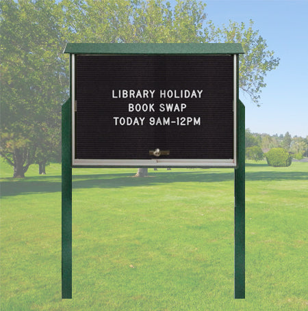 Standing 40 x 40 Outdoor Message Center Letter Board + Sliding Doors -6  Wood Faux Finishes – FloorStands