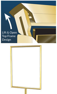 Hospitality Brass Sign Stands 8 1/2x11 | Heavy Duty, Elegant, Deluxe Sign Holder Floor Stand