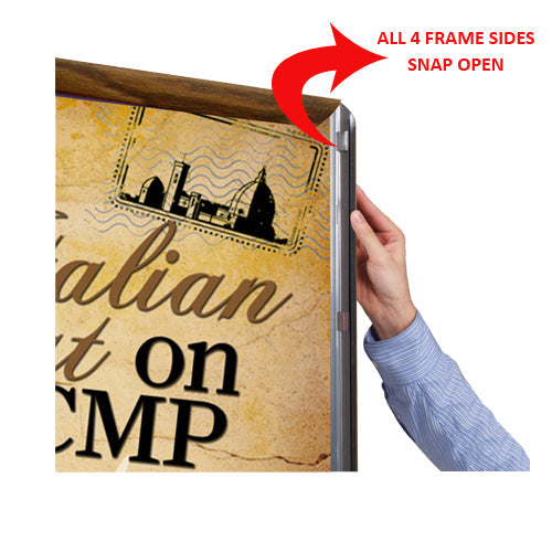 SNAP OPEN all 4 WOOD FRAME SIDES for EASY 17x22 GRAPHIC CHANGES