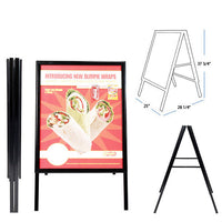 A-Frame Snap Frame Sign Holders for 22x28 Posters |  Double-Sided Folding Metal Stand - Gloss Black