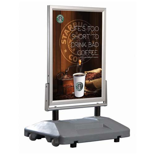 ALL-WEATHER Rolling Wind Pavement Sign Stand with Fillable Water Base ...