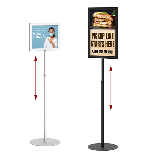  Sign stand for display, 8.5 x 11 Sign holder floor stand,  Adjustable poster sign stand with heavy duty pedestal for vertical &  horizontal view, Sign holder for signs, posters (