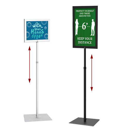 Adjustable 14x22 Pedestal Sign Holder with Square Base | Metal Slide-In  Frame Design