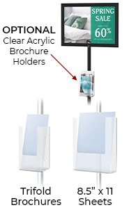 Adjustable 8.5x11 Pedestal Sign Holder with Square Base (Slide In Design)