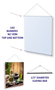 Aluminum Suspended Sliding Bar Banner Displays - 36 Inches Wide