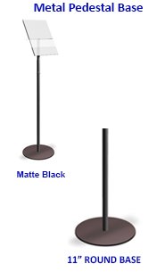 Angled Acrylic Information Holder Floor Stand Display | Pedestal Literature, Catalog Stand with Metal 11" Round Base