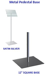 Angled Acrylic Poster Floor Stand on Pole with 12" Square Base and Adjustable Telescopic Pole 26" - 50"