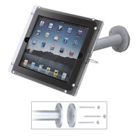 WALL MOUNT - DOUBLE FLANGE BASE WITH 8" POST ALLOWS FOR IPAD TO BE MOUNTED TO A WALL or VERTICAL SURFACE