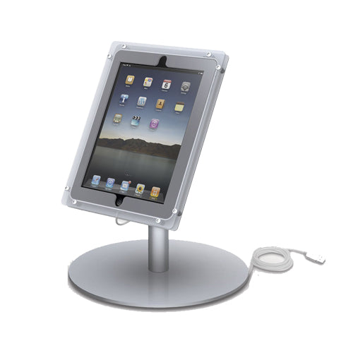 iPAD COUNTER STAND with 11" ROUNDED BASE (SHOWN IN SILVER)