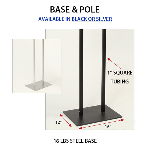 Double Pole Floor Stand 17x22 Sign Holder | Snap Frame (with Radius Corners)