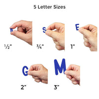 Five Letter Sizes: 1/2", 3/4", 1", 2", 3" offered in BLUE Finish