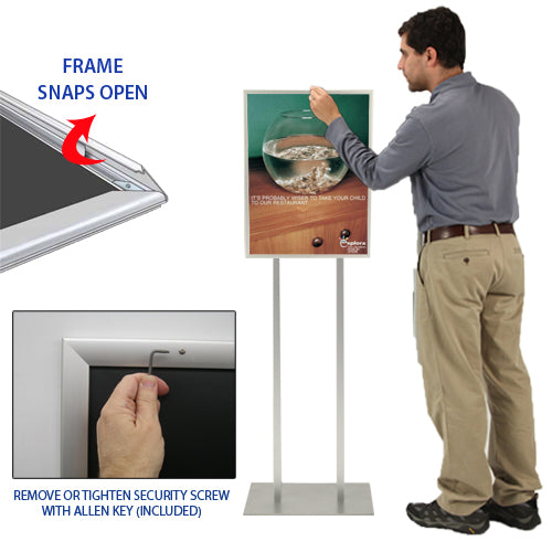 Black Easel Stand with 24 x 36 Snap Frame Great for Promotional Dis