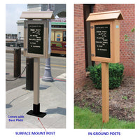 Plastic Post Options: Surface Mount with Base Plates or Inground Installation