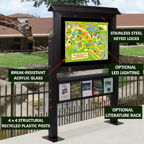 Large Counter Message Board Eco-Design 42x28 Outdoor Information Center, Standing Message Board ...