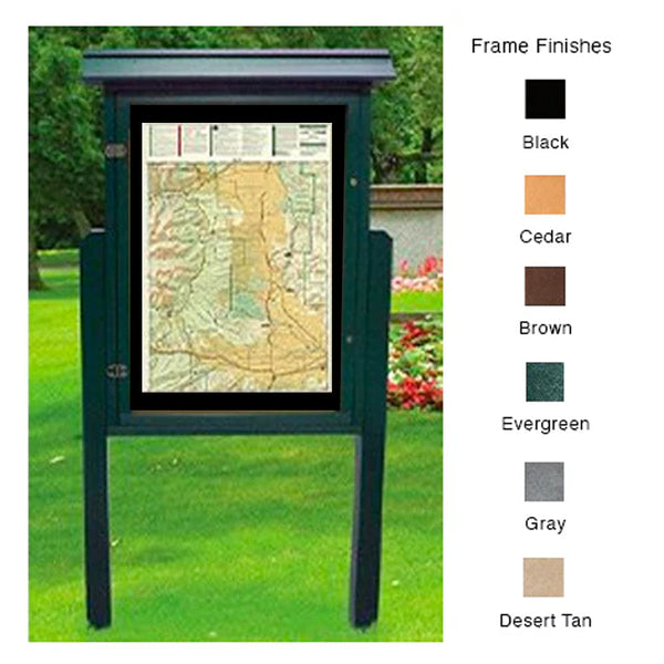 ECO-Design 28x42 Outdoor Freestanding ULTRA-SIZE Information Message Board Kiosk, Single-Sided Portrait Cabinet