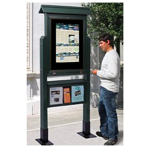 Eco-Design 20x28 Outdoor Freestanding Mid-Range Information Message Center, Double-Sided with Durable, Faux Wood Construction